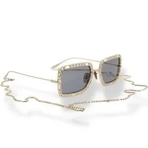 NWT GUCCI 54MM Rectangle Sunglasses Chain-Embellished Sunglasses Gucci GG1425S Thick Rim Rectangle Sunglasses in Black  main image 4